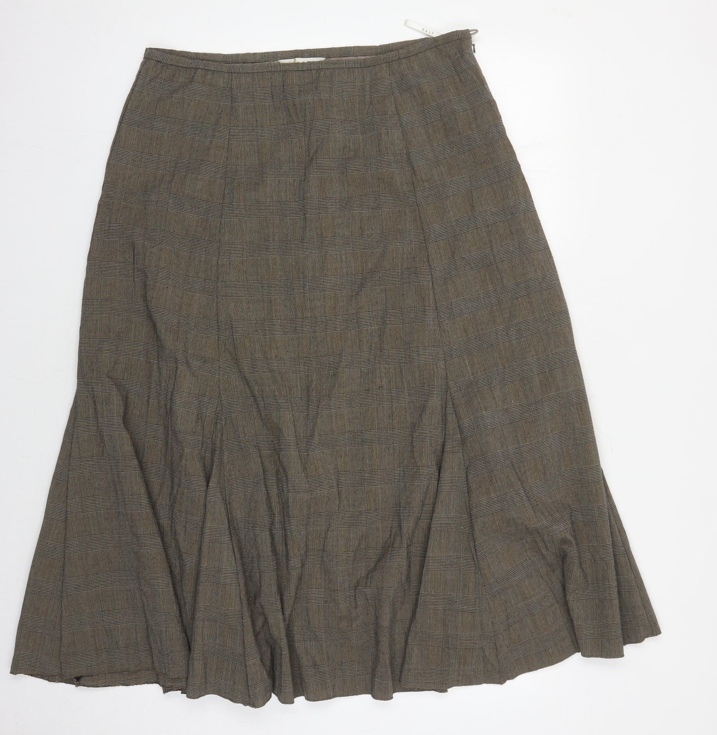East Womens Brown Flare Check Skirt, Size 14