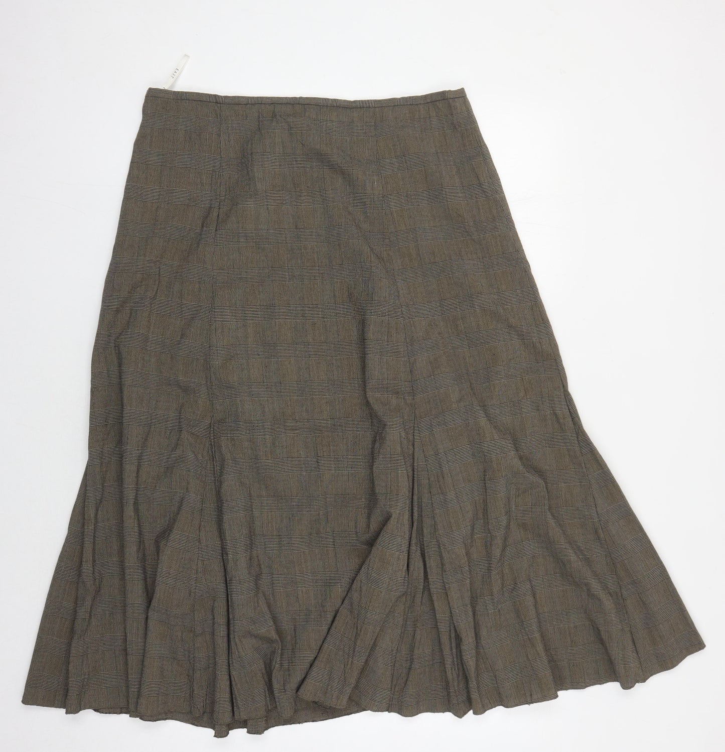 East Womens Brown Flare Check Skirt, Size 14
