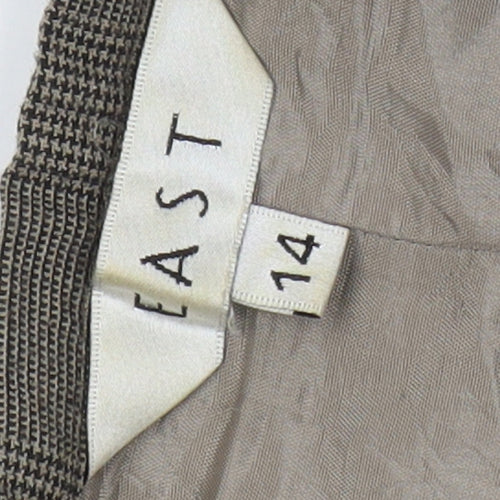 East Womens Brown Flare Check Skirt, Size 14