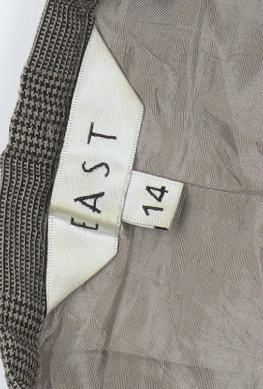 East Womens Brown Flare Check Skirt, Size 14