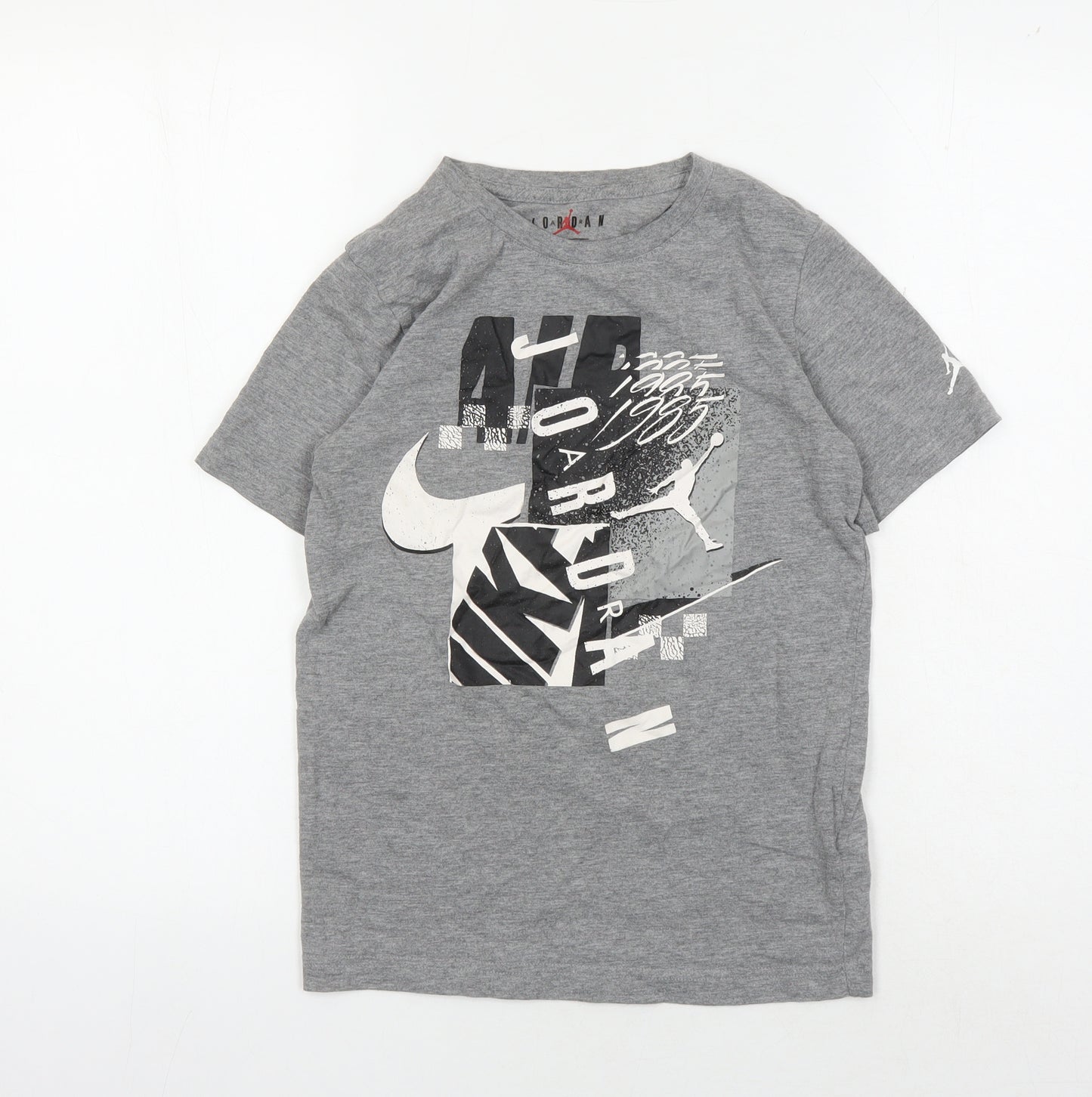 Jordan Boys Grey Graphic Print T-Shirt Size 10-12 Years