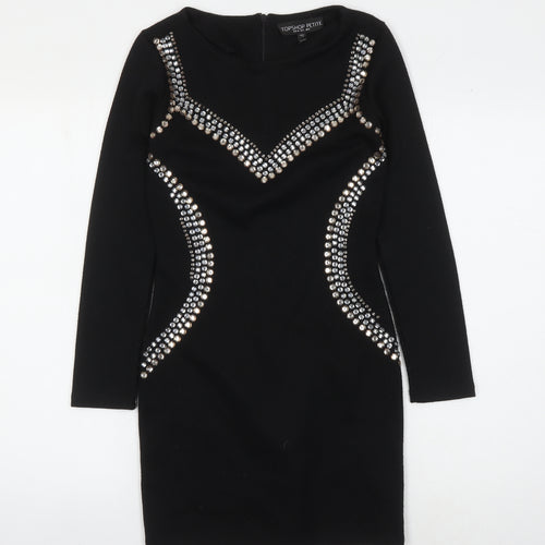 Topshop Women Black Size 8 Petite Bodycon Dress