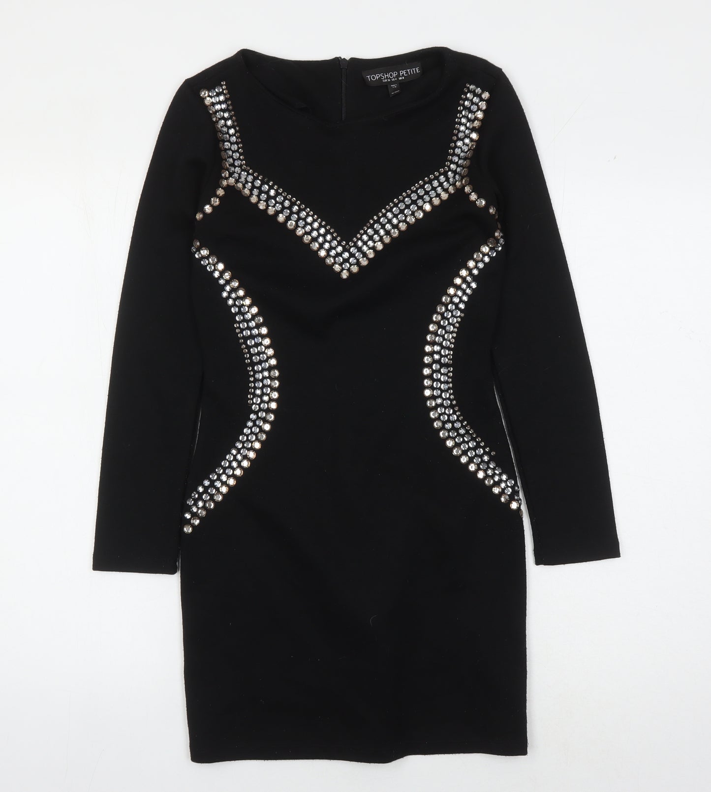 Topshop Women Black Size 8 Petite Bodycon Dress