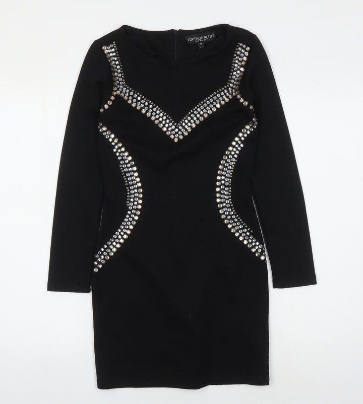Topshop Women Black Size 8 Petite Bodycon Dress