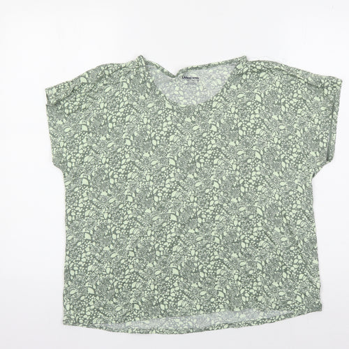 Lands' End Women's Green Floral T-Shirt, Size L, Casual Wear