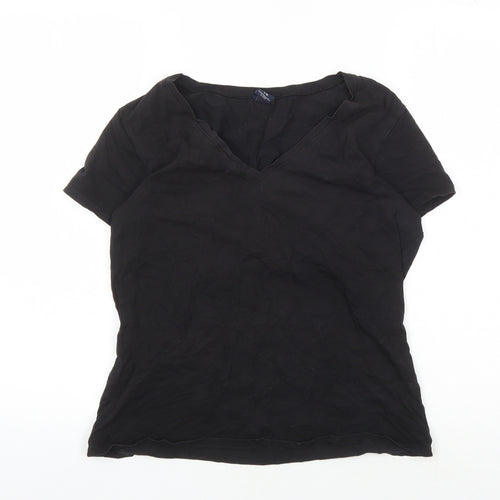 GAP Women's Black V-Neck T-Shirt, Size L, Basic Style