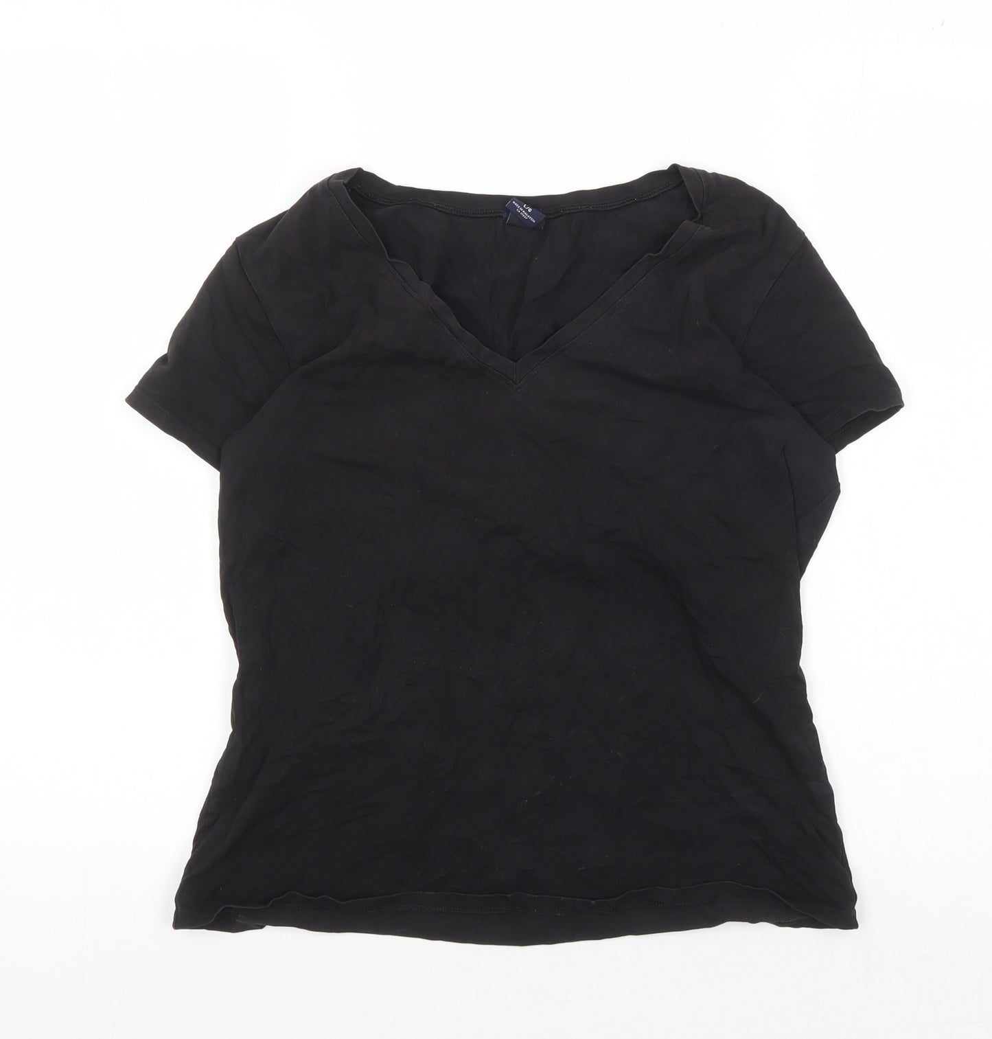GAP Women's Black V-Neck T-Shirt, Size L, Basic Style