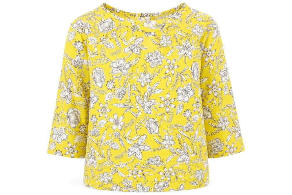 Front view of Marks & Spencer Women's Yellow Floral Tunic, size 12