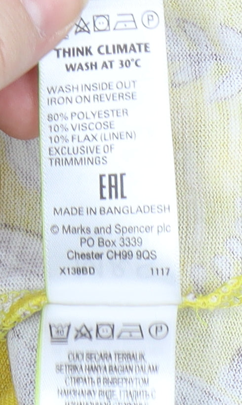 Marks and Spencer Women's Yellow Floral Tunic Size 12