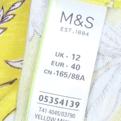 Marks and Spencer Women's Yellow Floral Tunic Size 12