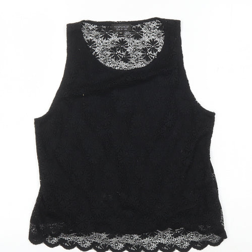 Topshop Women's Black Lace Tank Size 8 - Elegant Wardrobe Essential