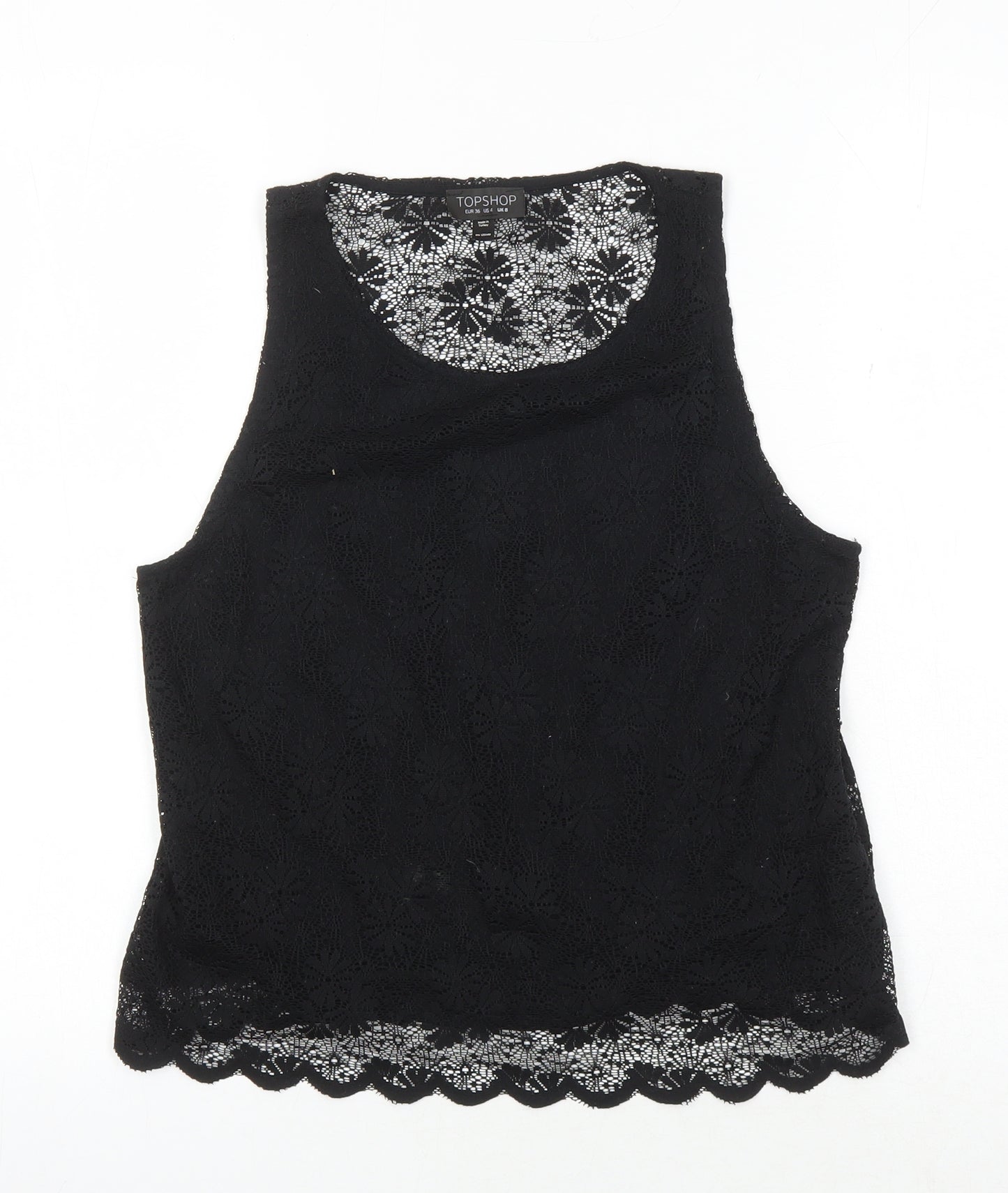 Topshop Women's Black Lace Tank Size 8 - Elegant Wardrobe Essential