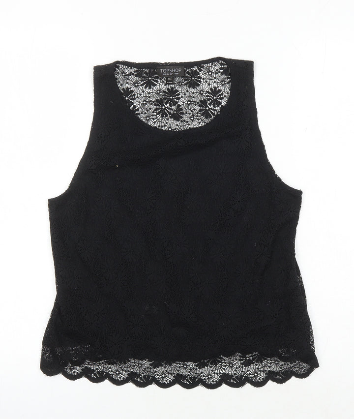 Topshop Women's Black Lace Tank Size 8 - Elegant Wardrobe Essential