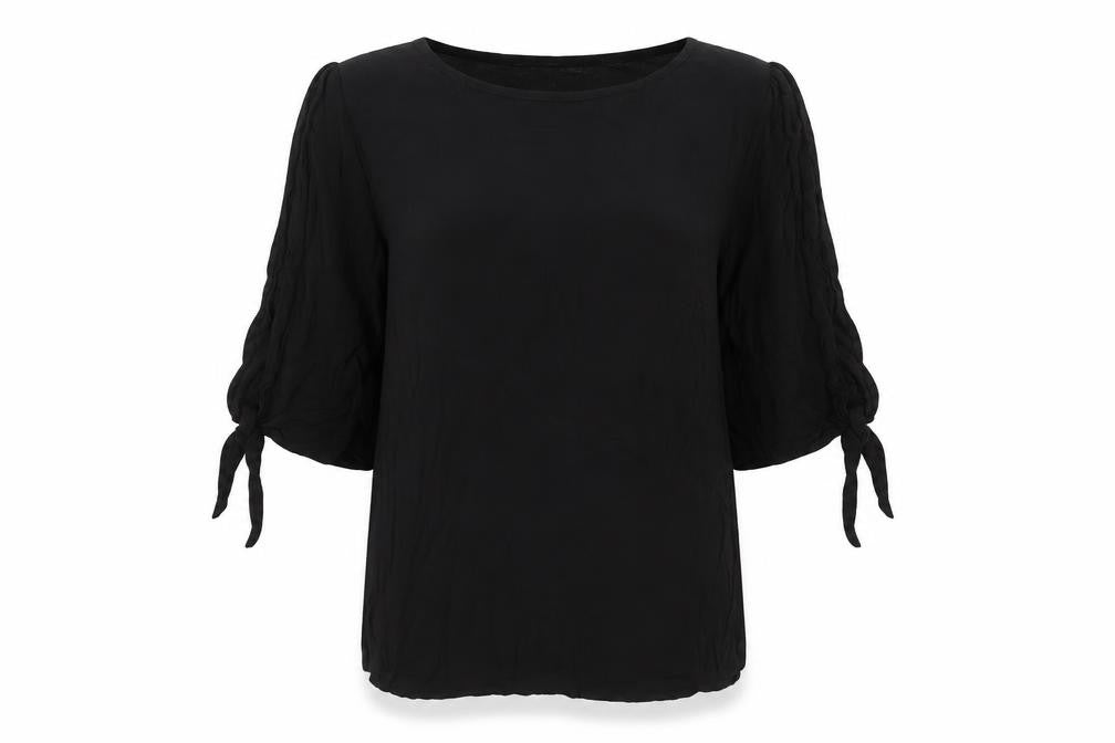 Front view of H&M Women's Black Viscose Blouse, size 10