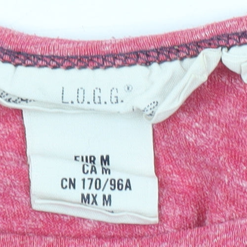 L.O.G.G. Pink Crew Neck T-Shirt M Unisex Casual Sports