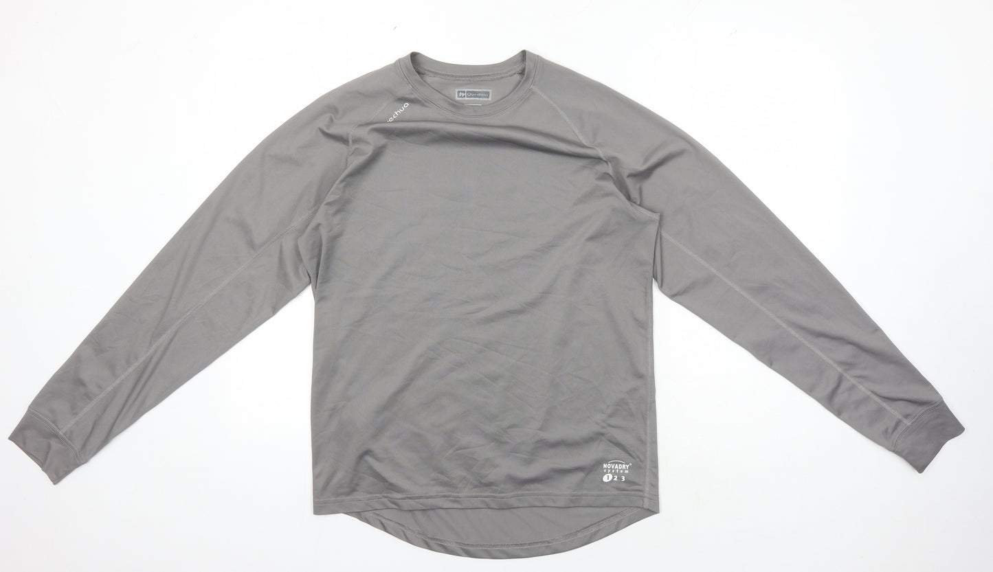Quechua Men's Grey Medium Hiking Lightweight Long-Sleeve Top