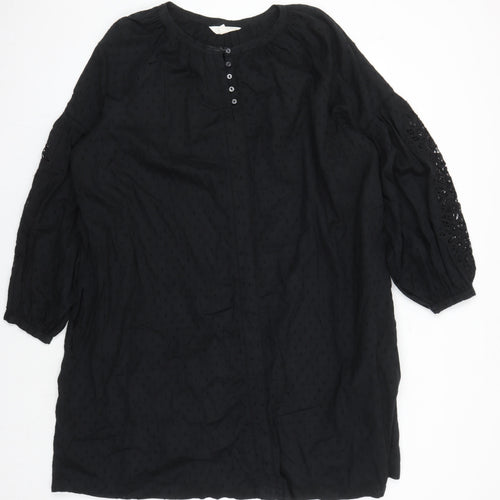 Marks and Spencer Women Black 20 Cotton Dress