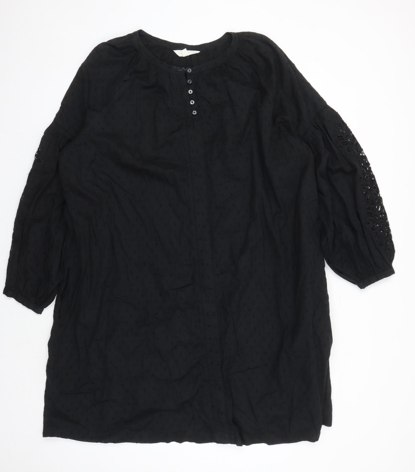 Marks and Spencer Women Black 20 Cotton Dress