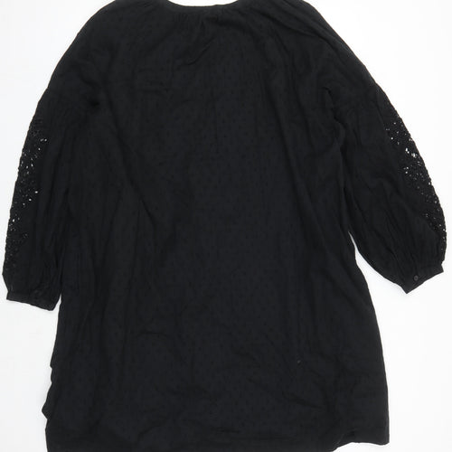 Marks and Spencer Women Black 20 Cotton Dress
