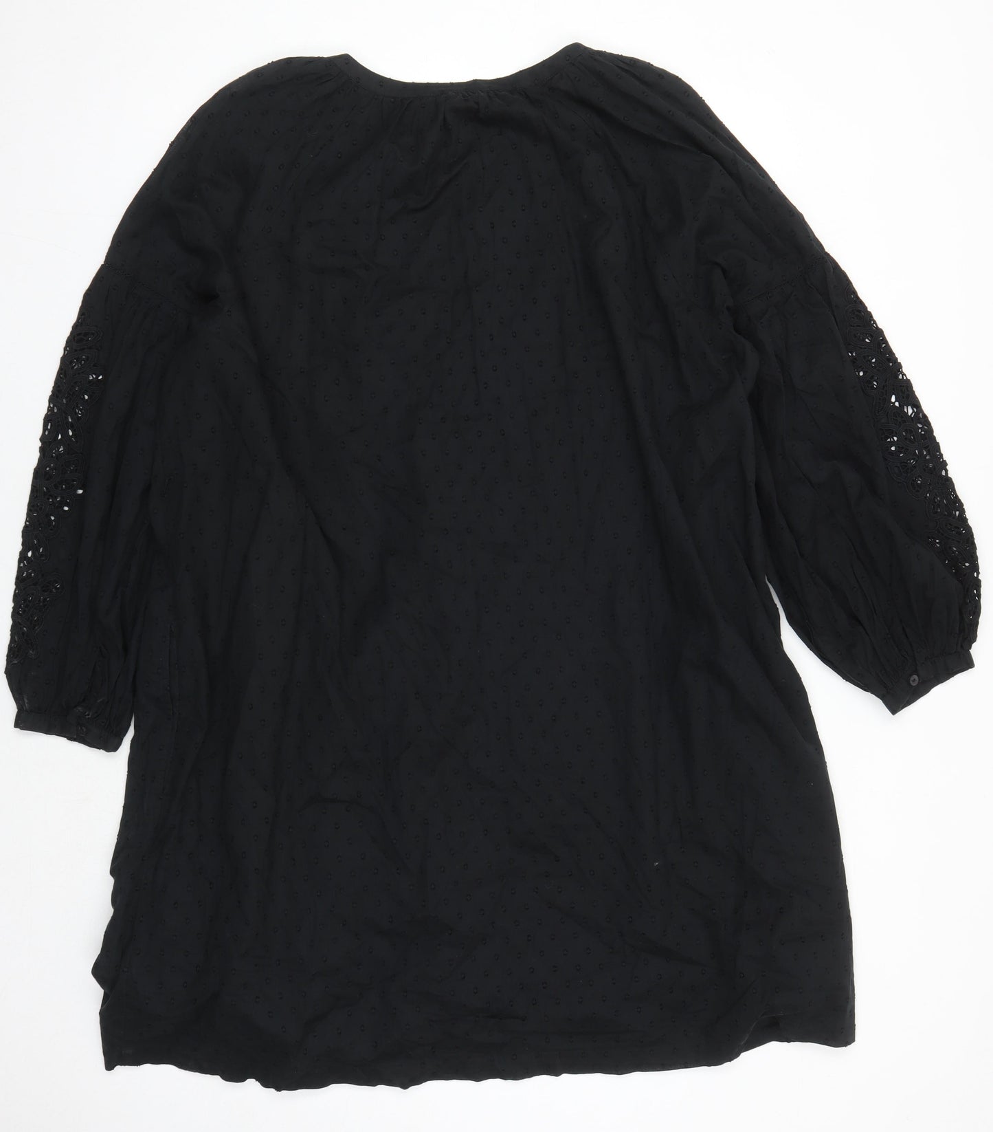 Marks and Spencer Women Black 20 Cotton Dress