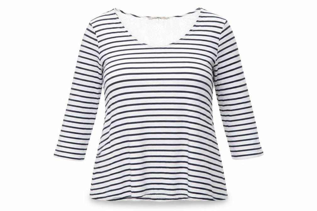 Marks and Spencer Women's Striped 3/4 Sleeve T-Shirt