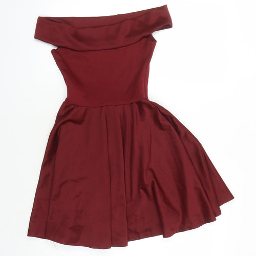 Boohoo Women's Red Off Shoulder Fit & Flare Dress Size 8