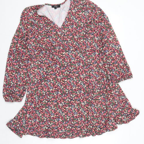 Simply Be Women's Multicoloured 3/4 Sleeve Wrap Dress