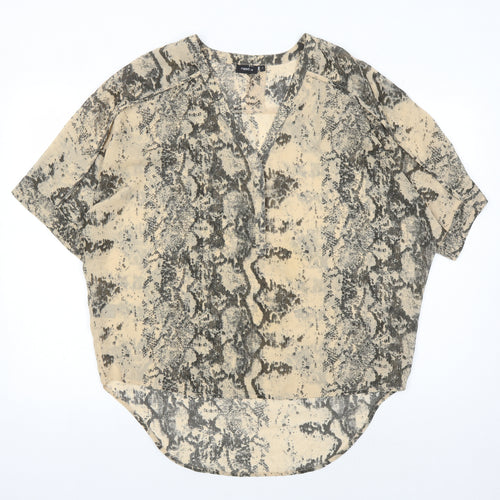 Next Women's Beige Animal Print Blouse, Size 12, Casual
