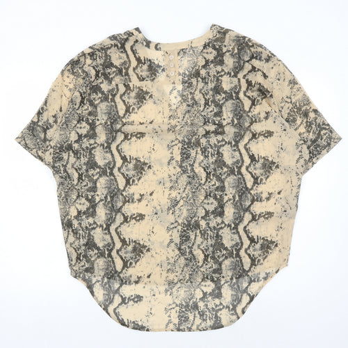 Next Women's Beige Animal Print Blouse, Size 12, Casual