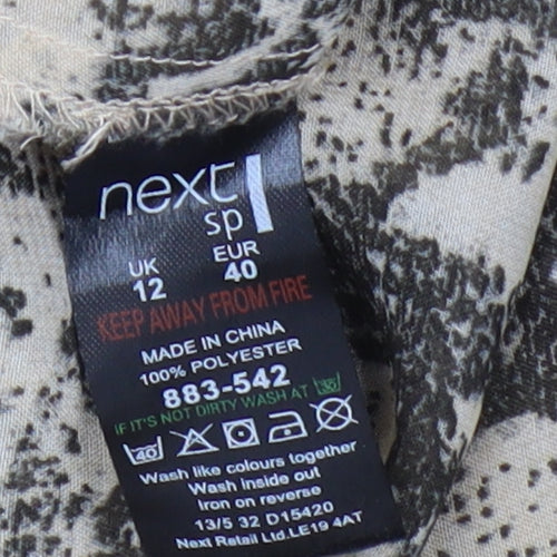 Next Women's Beige Animal Print Blouse, Size 12, Casual