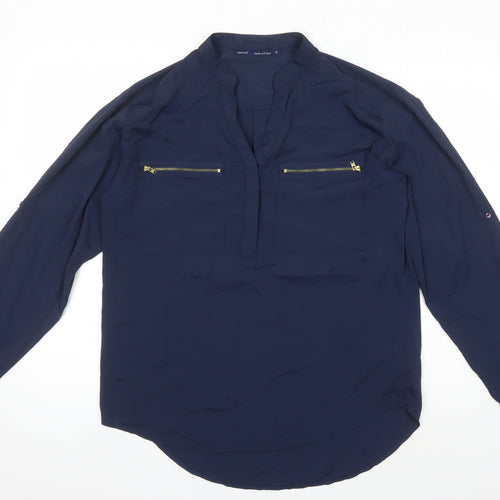 Next Women's Blue High Neck Long Sleeve Blouse - Size 12