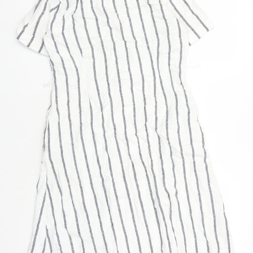 Marks and Spencer Women's White Striped Shirt Dress