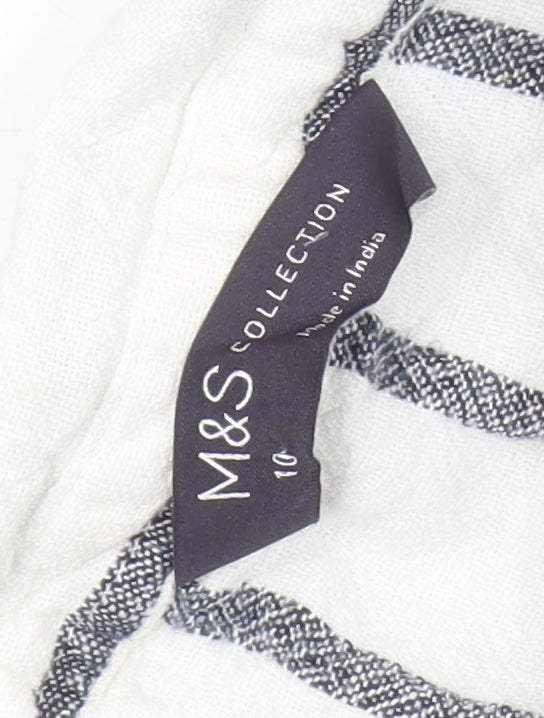 Marks and Spencer Women's White Striped Shirt Dress