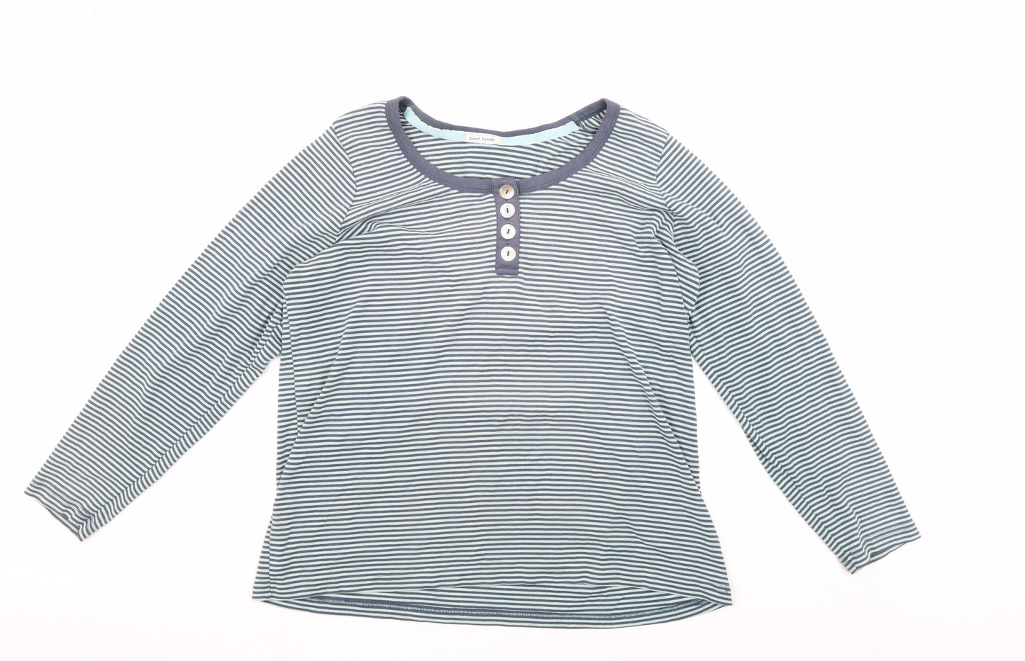 Evans Women's Blue Striped Jersey Long Sleeve T-Shirt