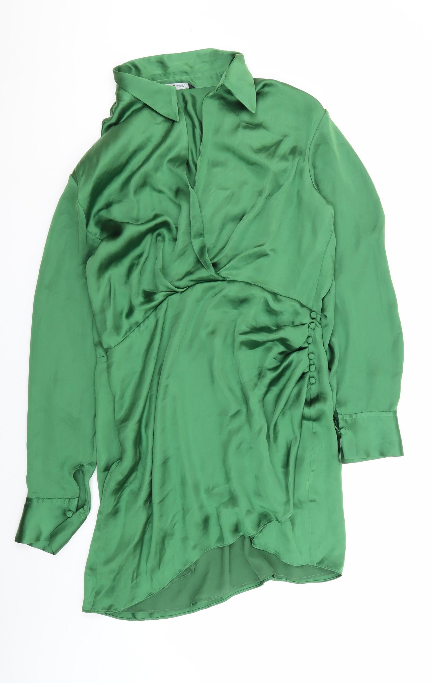 Zara Women's Green XL Satin Wrap Dress
