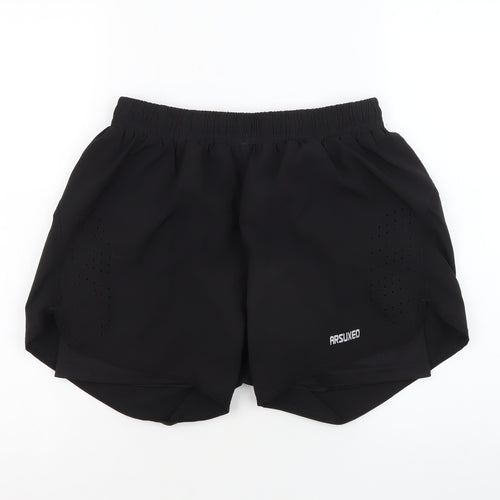 Arsuxeo Unisex Black Athletic Shorts M
