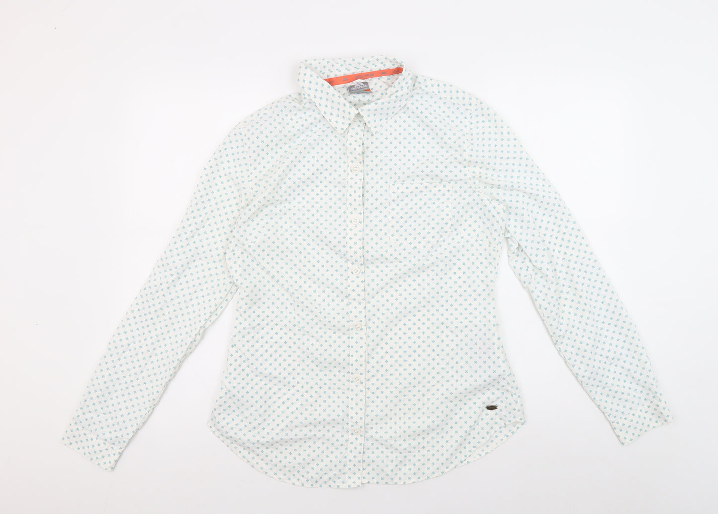 Trespass Women's White Geometric Button-Up Shirt S