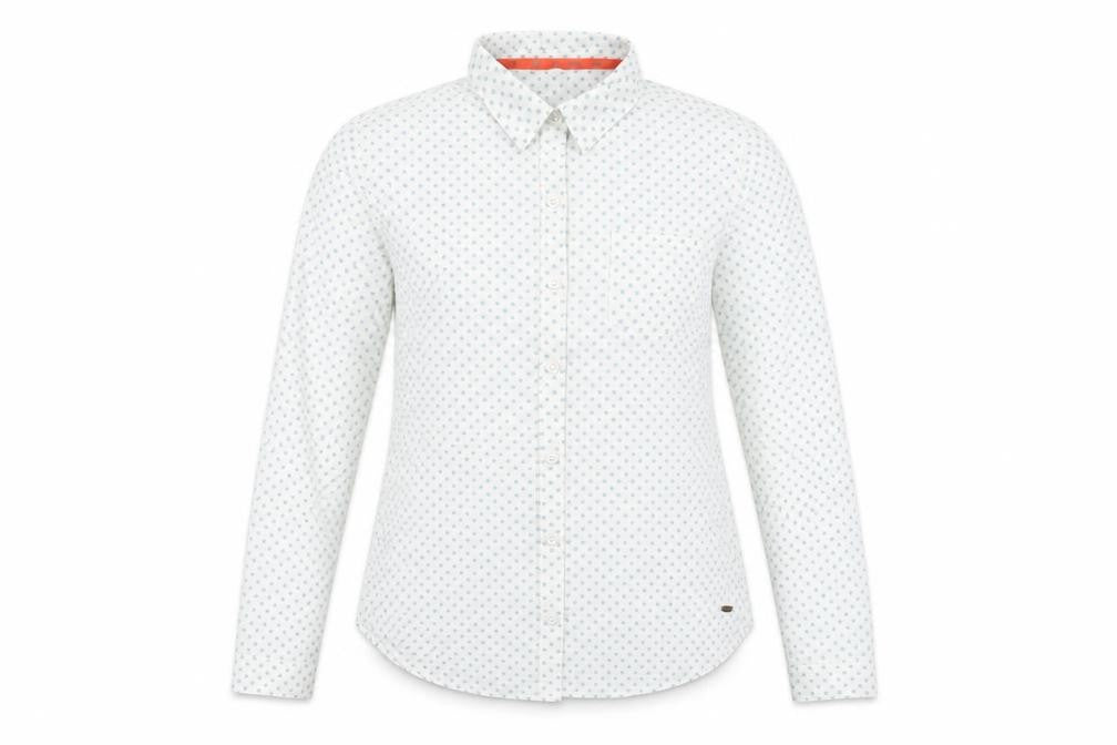Front view of Trespass Women's White Geometric Button-Up Shirt S