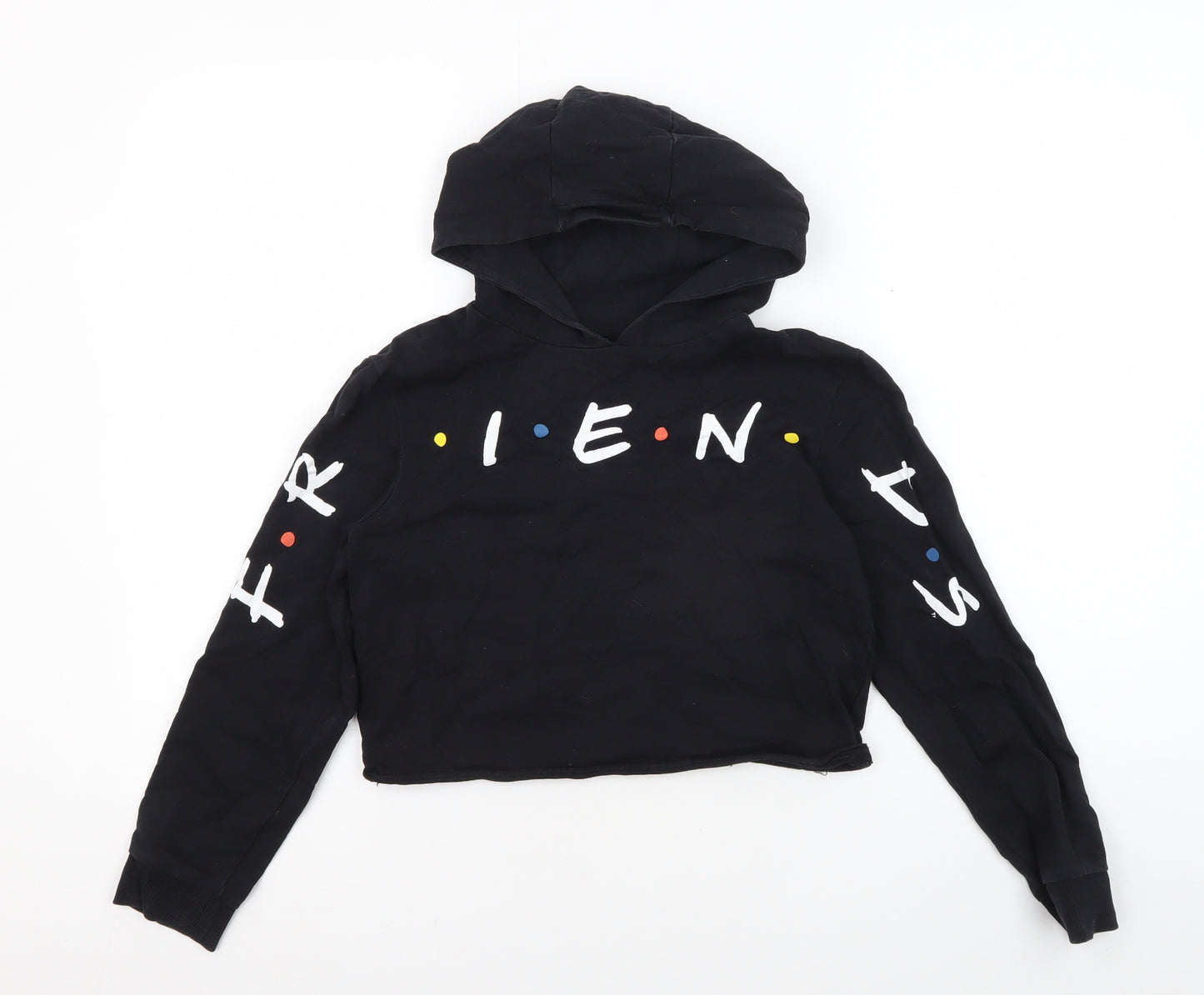 M&Co Girls Black Friends Pullover Hoodie 12 Years