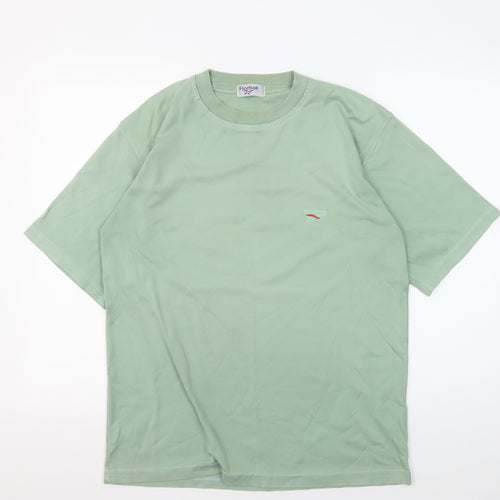 Reebok Men's Green Cotton T-Shirt, Size L, Crew Neck