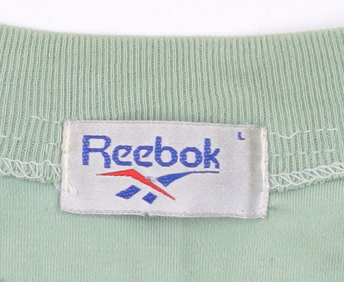 Reebok Men's Green Cotton T-Shirt, Size L, Crew Neck