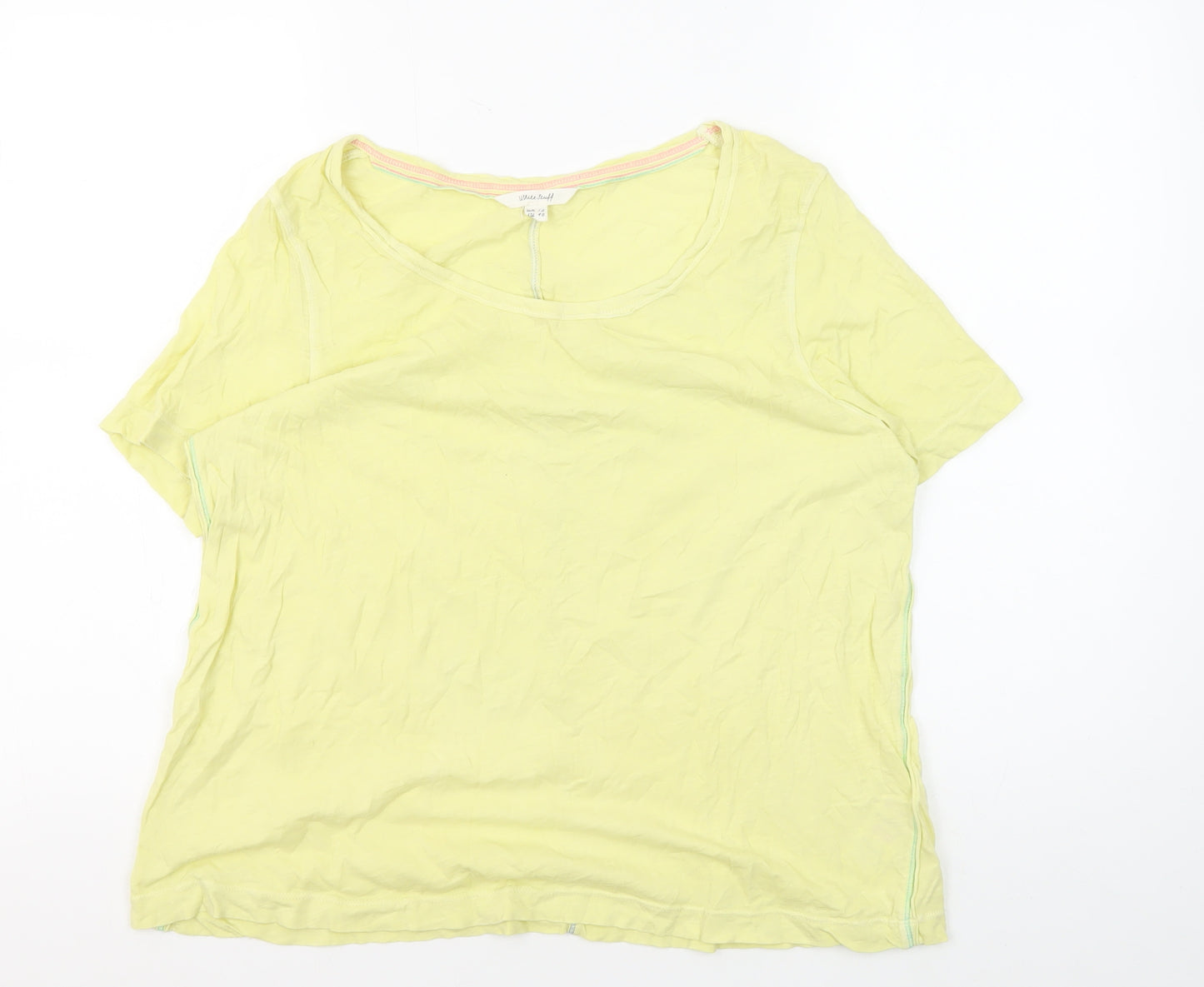 White Stuff Women's Yellow Cotton T-Shirt UK 12