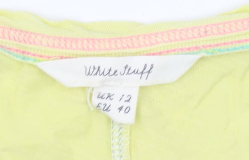 White Stuff Women's Yellow Cotton T-Shirt UK 12