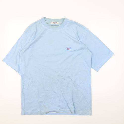 Reebok Men's Blue T-Shirt, Size L, Crew Neck, Cotton