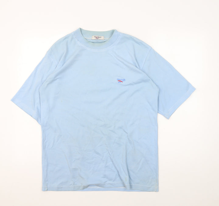 Reebok Men's Blue T-Shirt, Size L, Crew Neck, Cotton