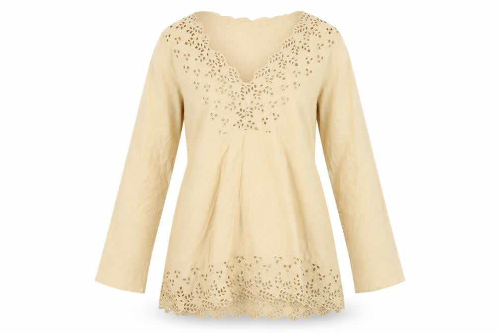 Front view of Banana Republic Women's Beige Tunic Blouse, size S