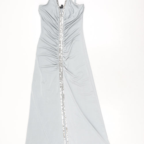 Warehouse Women's Grey Midi Slip Dress - Size 6