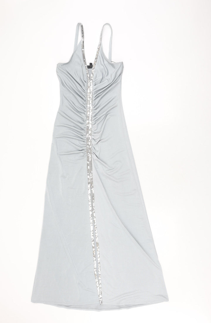 Warehouse Women's Grey Midi Slip Dress - Size 6