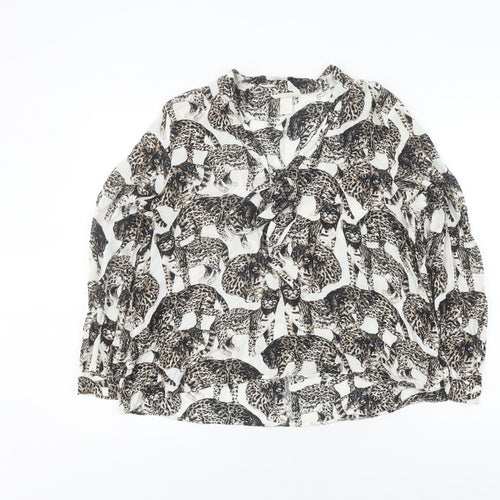 H&M Women's Animal Print Blouse, Size 14
