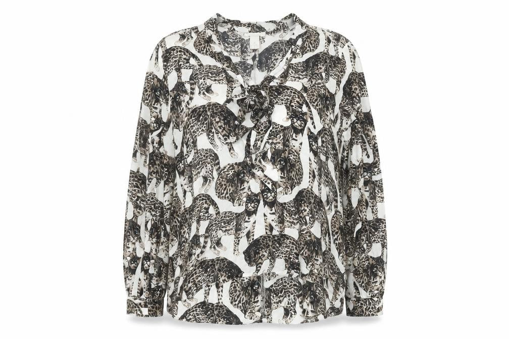 Front view of H&M Women's Animal Print Blouse, size 14